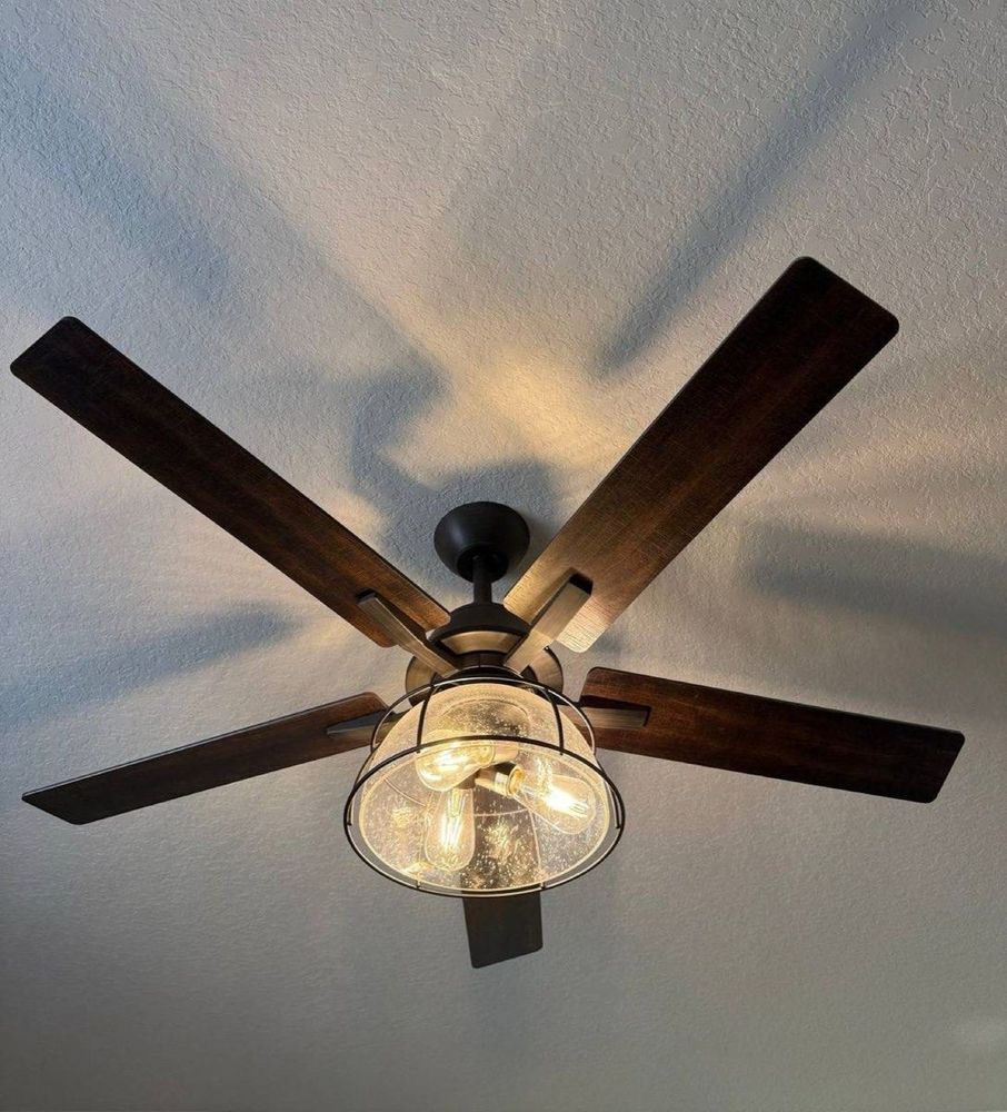 Ceiling fan installation with Edison bulb light kit in Jacksonville FL home