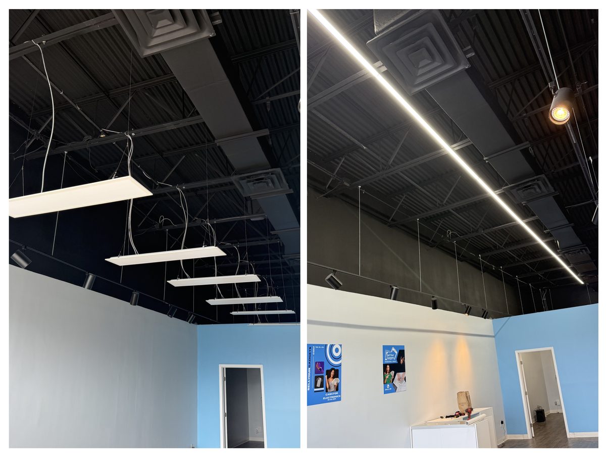 Commercial lighting installation before and after in Jacksonville FL